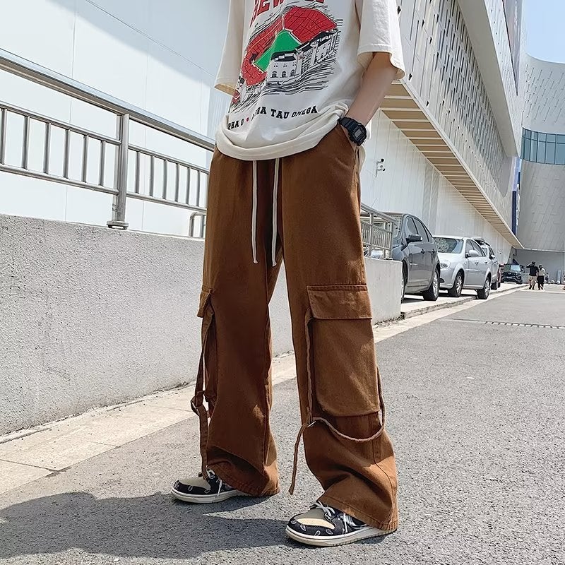Work Pants Men'S Spring High Street Trendy Brand Loose Casual Pants Men'S And Women'S Functional Wind Streak Straight Leg Pants - Image 5